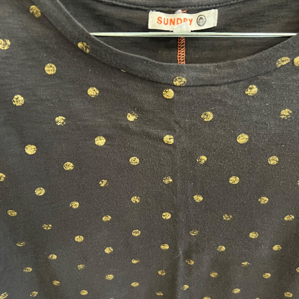 Sundry- Women's Black Tee with Golden Polka Dots-  Size 0 (XS) - Picture 4 of 6